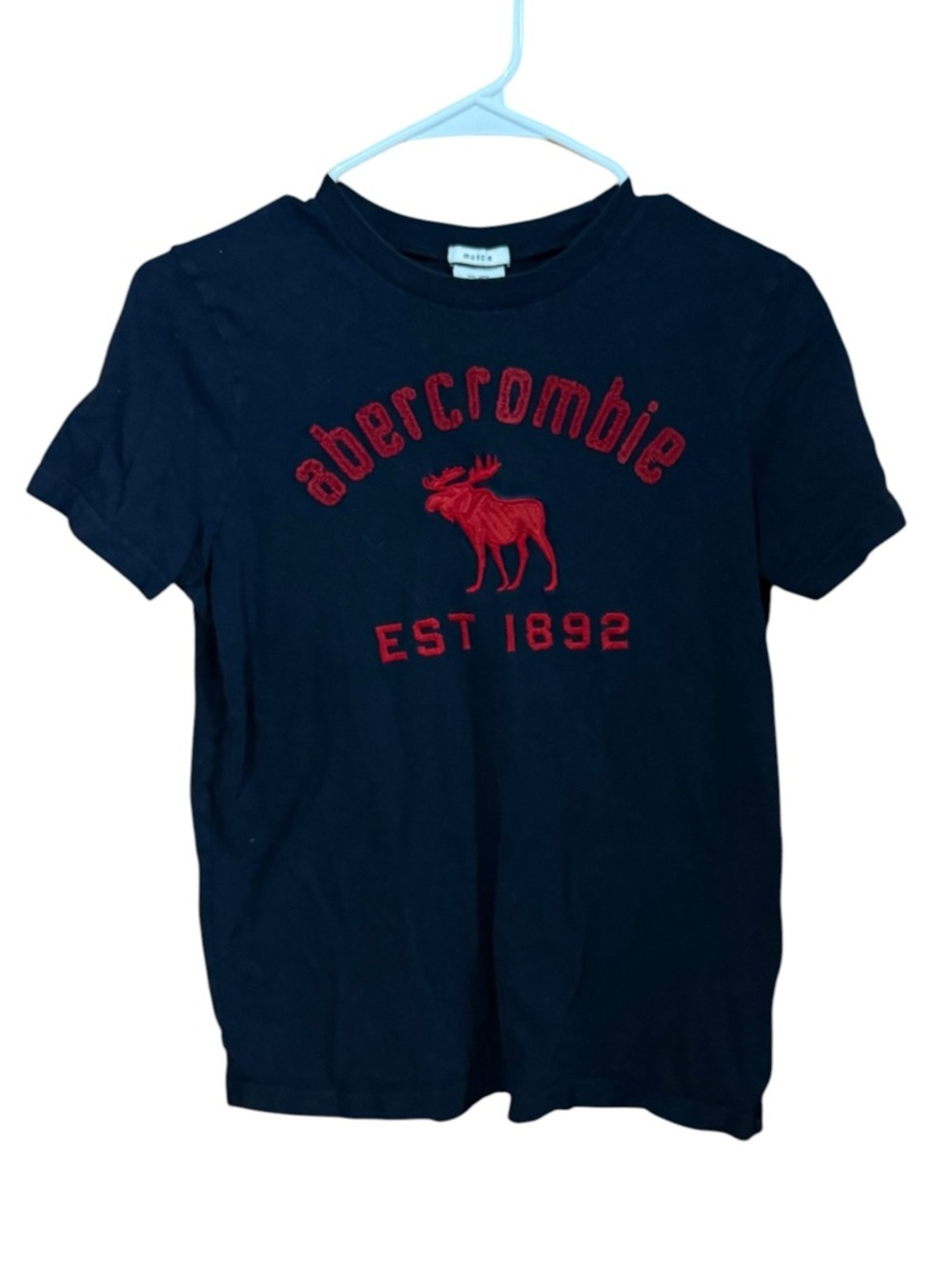 Y2K Abercrombie Kids Classic Embroidered Logo Navy Short Sleeve Muscle Tee